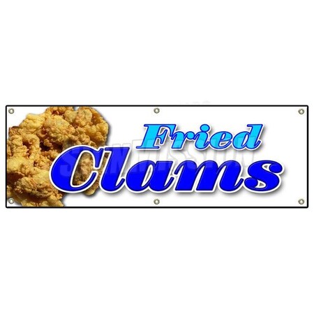 FRIED CLAMS BANNER SIGN Fry Clam Seafood Dinner Fresh Half Shell Ipswich